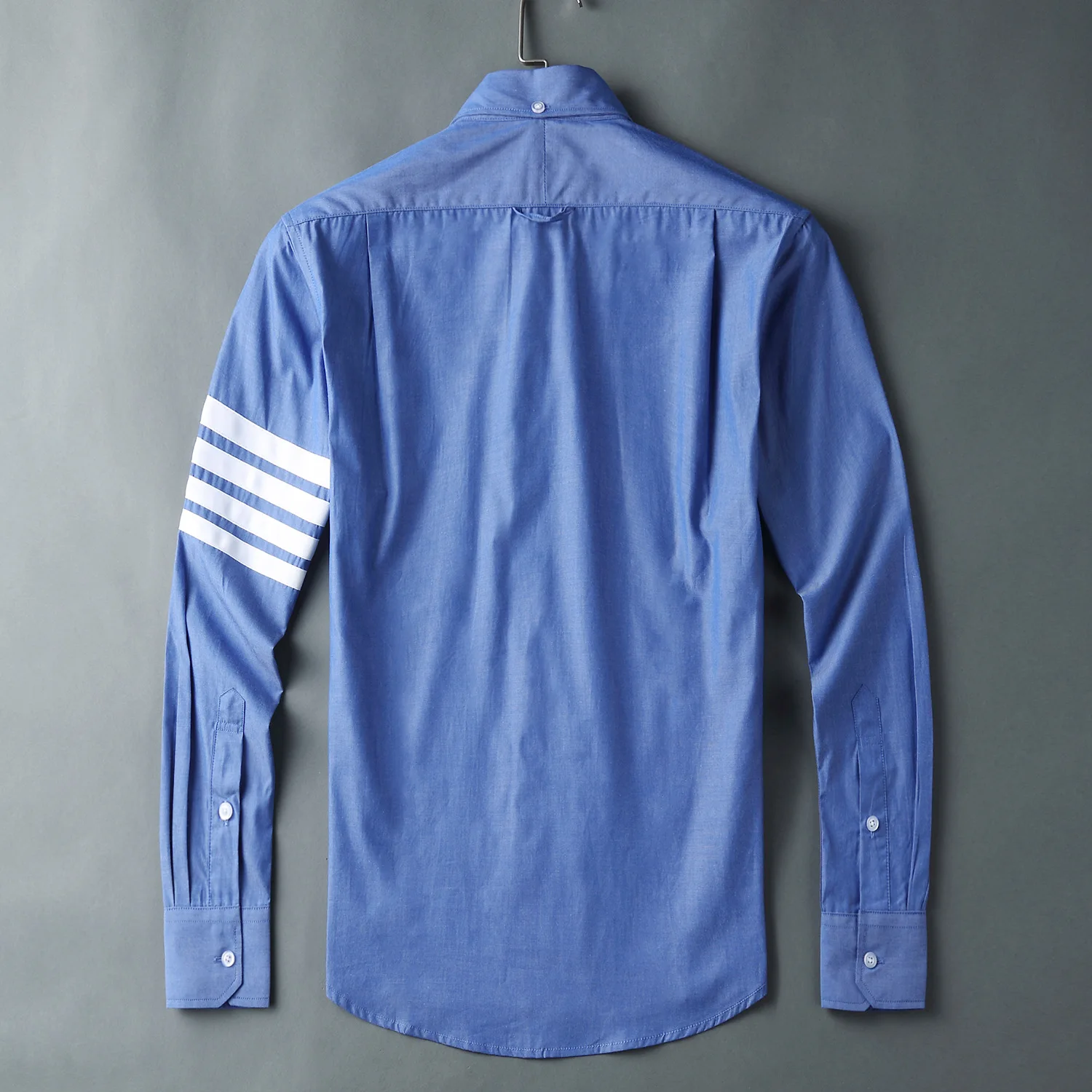 TB Casual Shirt Man New Shirts Men Turn Down Collar Slim Blue Long Sleeve Casual Shirt Thin Spring Summer Men's Clothing