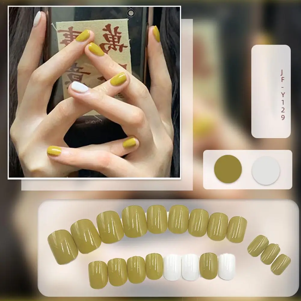 

24PCS Matte False Nails Square Head Frosted Press Glue On Acrylic Nails Ballet Detachable Full Cover Artificial Fingernails