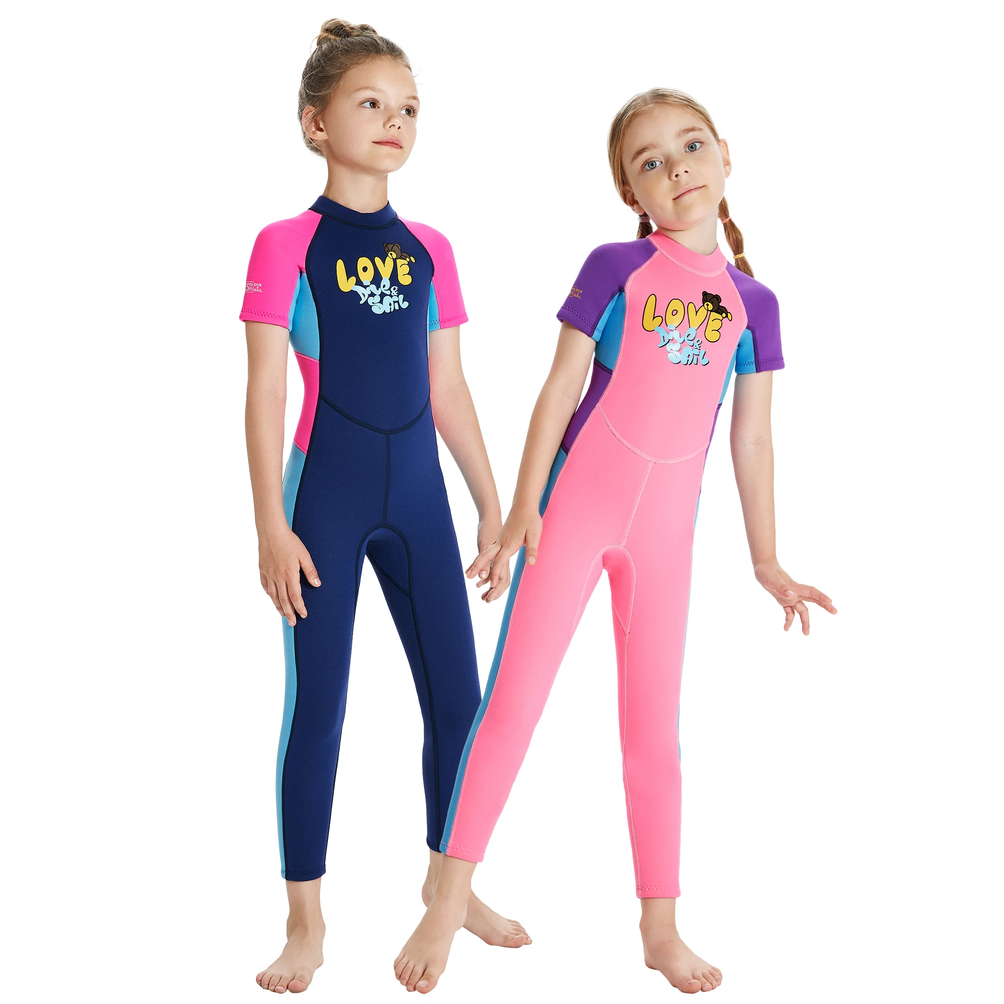 

Детский неопреновый гидрокостюм для девочек, 2,5 мм, термокостюм для дайвинга с короткими рукавами, купальник для серфинга, для фридайвинга, пляжного бассейна