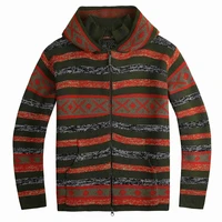 mens fashion striped jacquard hooded knitted sweater spring and autumn style zipper cardigan sweater jacket men winter clothes
