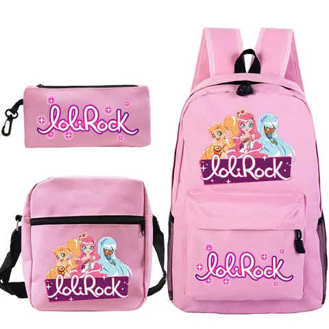 Милый рюкзак LoliRock 3 шт. в комплекте, школьные ранцы с аниме принтом для мальчиков и девочек, мужские и женские дорожные сумки для подростков, Подарочный ранец