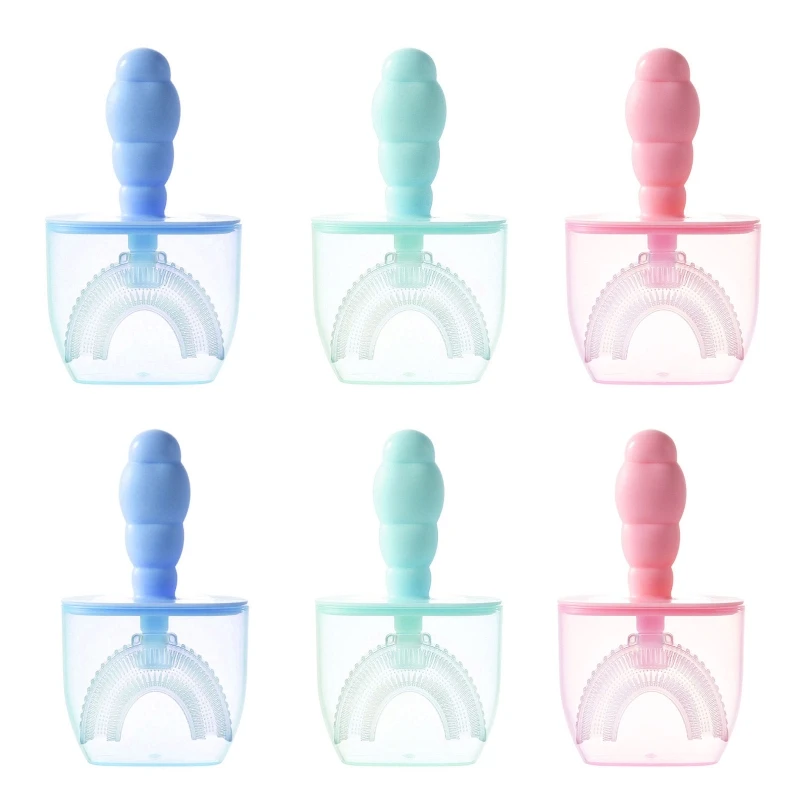 

Baby Toothbrush Children Teeth Oral Care Cleaning Brush Convenient Kid Silicone Newborn U-Shaped Teethbrush with Dust Cover G2AE