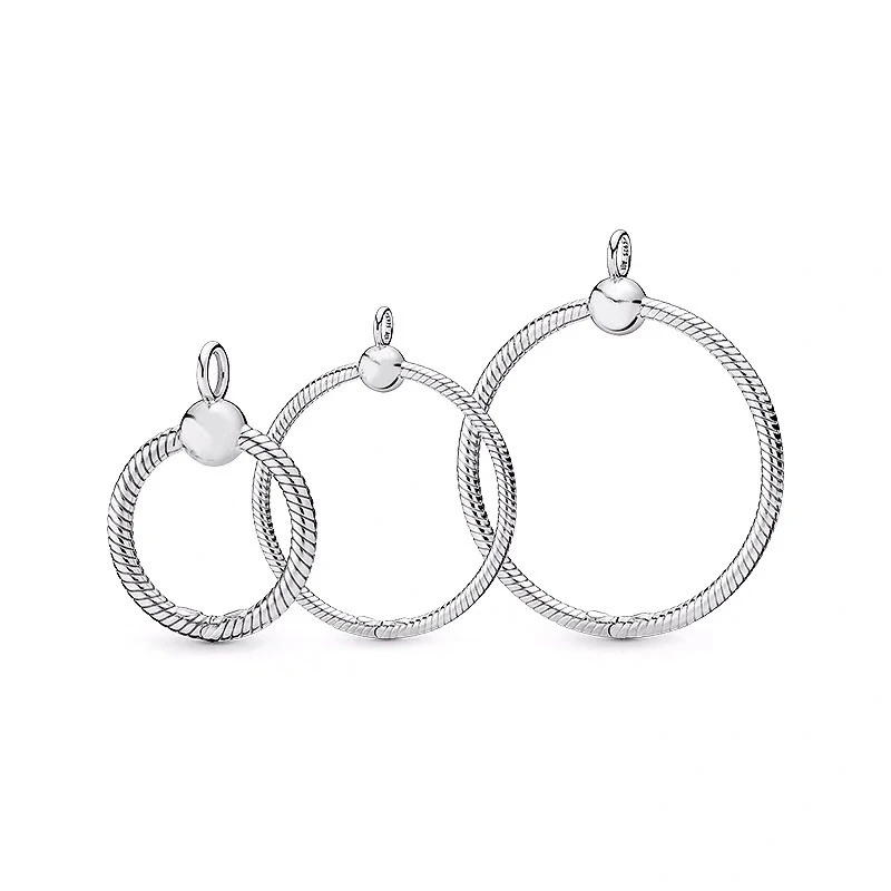 

925 silver pan family Moments Small, medium and big letter O type simple temperament diy collocation necklace pendant female