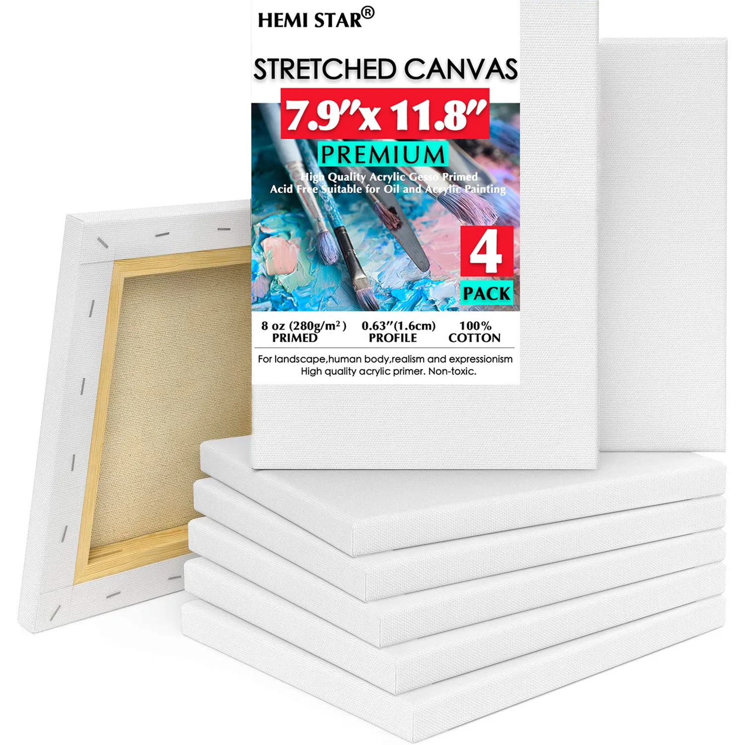 

4 pcs Stretched Canvas for Painting 100% Cotton Blank Canvas Boards for Painting Art Supplies for Acrylic Pouring and Oil Paint