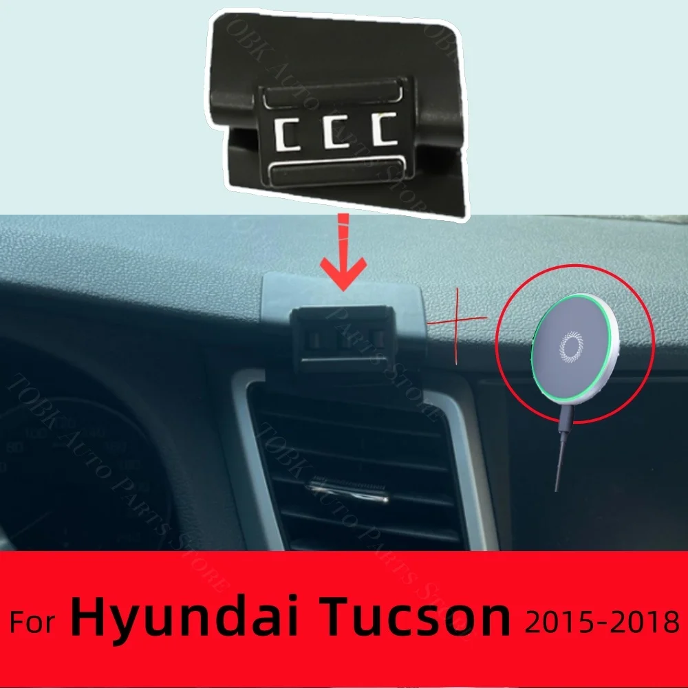 Фото Магнитный держатель телефона для Hyundai Tucson 3 TL 2015-2018, специальный фиксированный кронштейн для беспроводной зарядки, аксессуары для крепления MagSafe №1