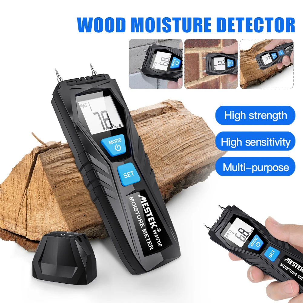 

Two Pins Digital Wood Moisture Meter Wood Humidity Tester Timber Damp Detector Wall Hygrometer LCD Display Wood Humidity Tester