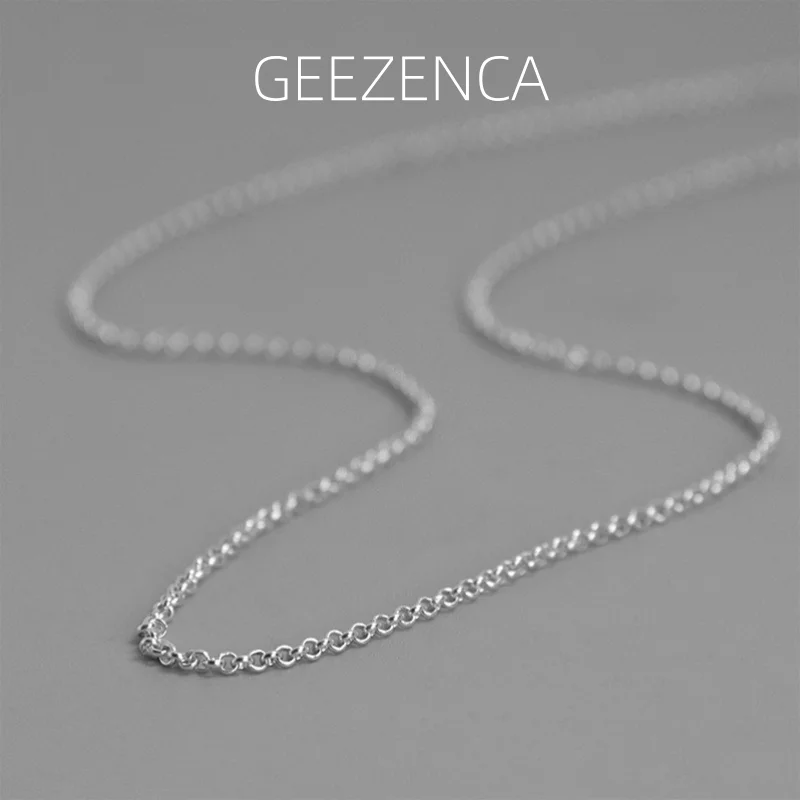 Фото GEEZENCA О-образные ожерелья из стерлингового серебра 925 пробы для женщин, тонкие простые базовые простые цепочки 1,3 мм, могут быть парни с подвеской №1