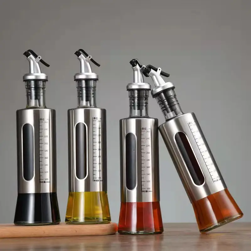 Продажа Стеклянная бутылка для масел большой емкости со шкалой для кухни, соуса, уксуса, вина, для домашнего использования с дозатором масла Продажа Стеклянная бутылка для масел большой емкости со шкалой для кухни, соуса, уксуса, вина, для домашнего использования с дозатором масла