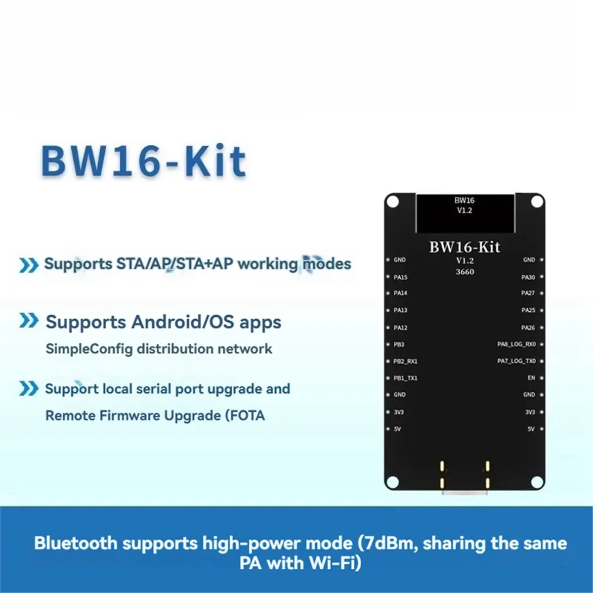 Фото (A23G) Отладочная плата BW16-Kit с модулем Wi-Fi RTL8720DN (двухдиапазонный 2.4G и 5G) и Bluetooth BLE с низким энергопотреблением, интерфейс Type-C №1