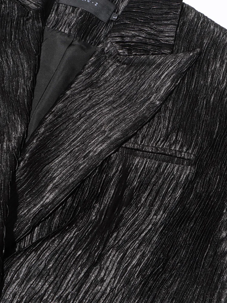 ZMEENNA V-образный вырез двубортный сплошной цвет Текстура ощущения отложной