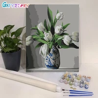 gatyztory oil painting by number flowers diy paint by numbers for adult on canvas home decoration diy frame digital painting
