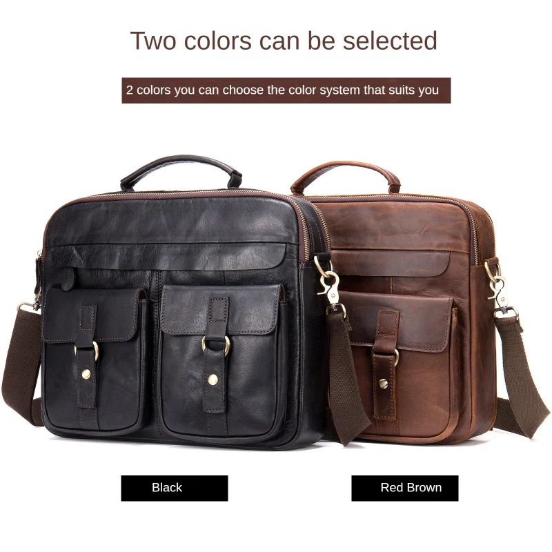2023 Hot Sell Retro Fashion Men Handbags Genuine Leather Shoulder Bag Leather Handbag Sling Bag Men Male Crossbody Bag