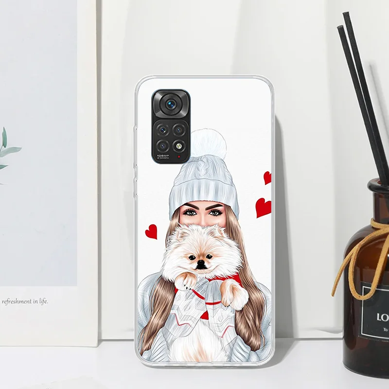 Рождественский чехол для телефона с изображением девушек кофе Xiaomi Redmi Note 13 12S 11S 10S