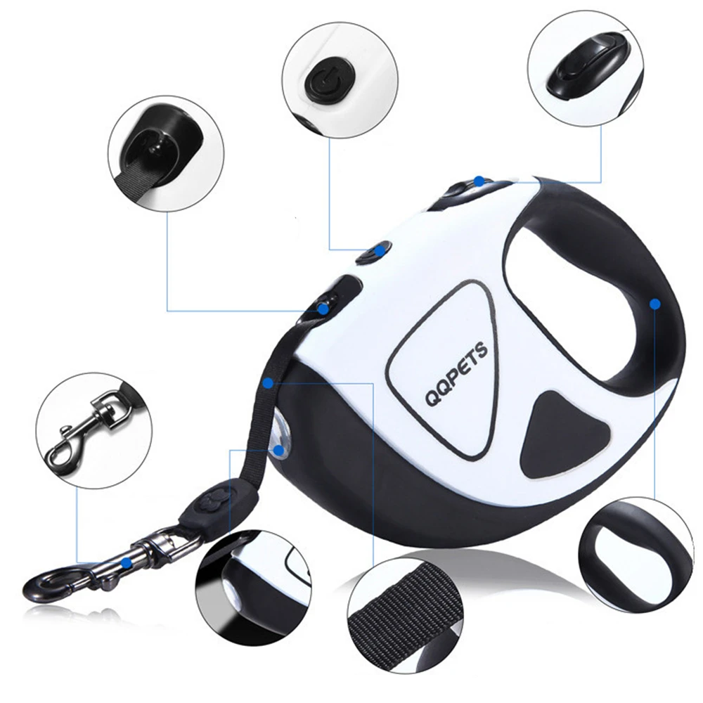 

Выдвижной Поводок для собак, веревка с носветильник щением, портативный поводок для прогулок с питомцами, 5/3 метров, 50/20 кг