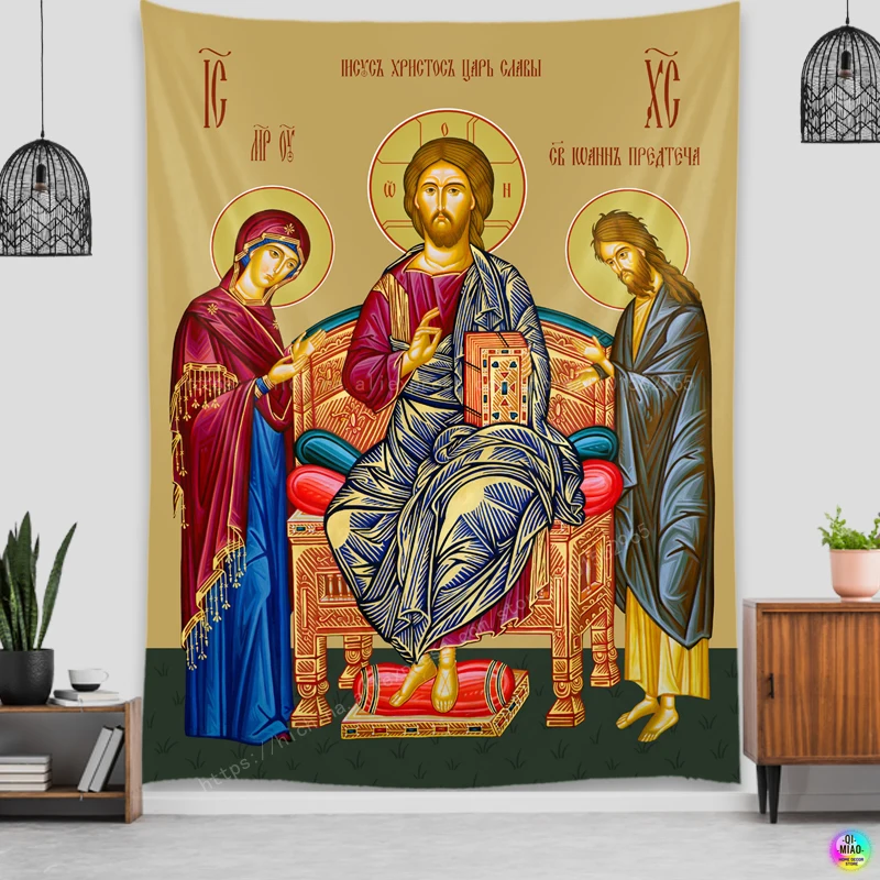 

Jesus TapestryEaster Christmas Manger Wall Decoration Christian Believers Wise Men Wall Hanging For Room Decor Icon of Christ
