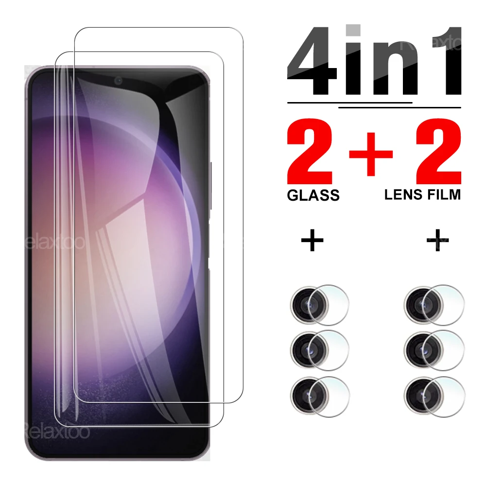 

Закаленное стекло 4 в 1 с полным покрытием для Samusng Galaxy S23 Plus S23Plus, пленка для объектива камеры, взрывозащищенный аксессуар, пленка