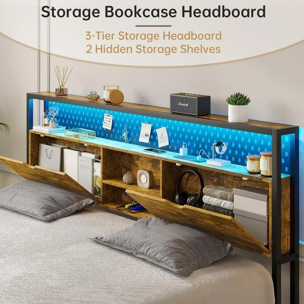 Каркас кровати размера king-size с ящиком для хранения USB-портами и розетками зарядки