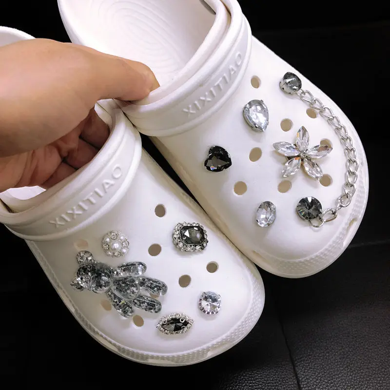 Colorful Rhinestones croc charms shoe decoration diamond chain designe  DIY bear shoe Buckle combiation for croc girl friend gif