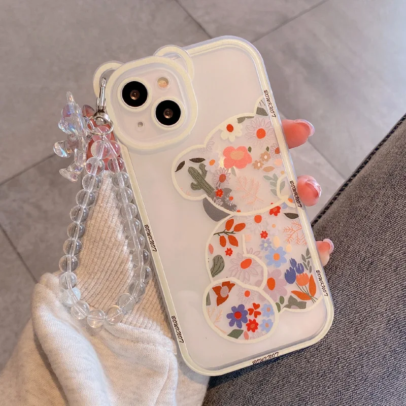 

2023 phone case Floral Bear iPhone 13 Case - New iPhone 11 Fairy Edition - High-end XR/XS Max Printed phone case with drawstring