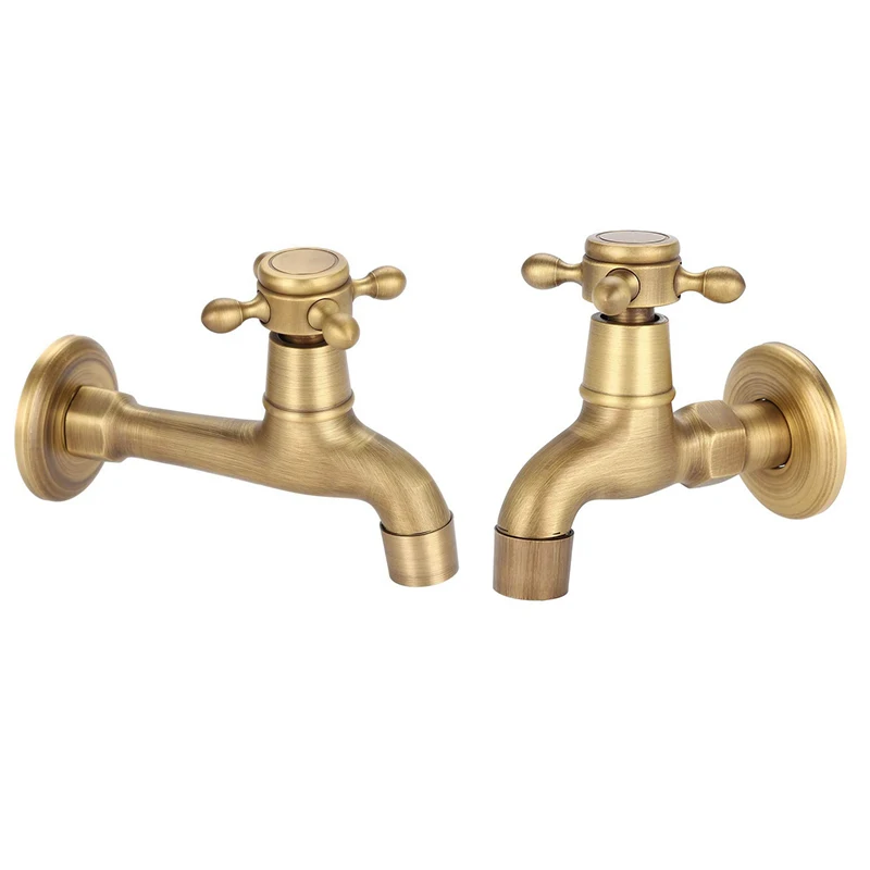 

Water Faucet,Wall Mounted Vintage Solid Brass Faucet Single Cold Water Tape Faucet For Kitchen,Bathroom,Sink,Mop Pool
