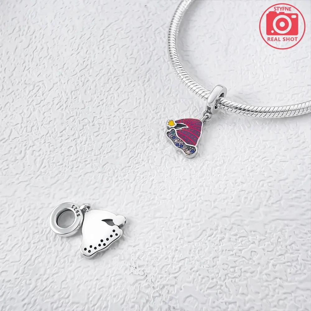 Символы 2025 новогодние бусины стерлинговое серебро 925 пробы красная