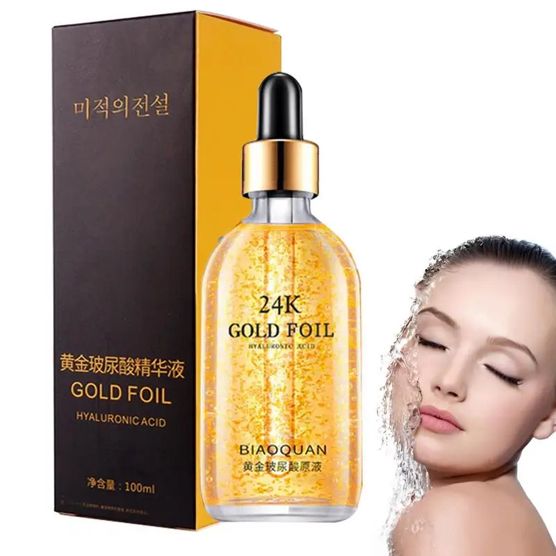 

24K Gold Face Serum Brightening 24K Gold Hyaluronic Acid Essence For Dark Spots & Dull Skin Glowing Moisturizer Korean Skin Care