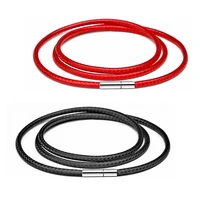 41 70cm men women necklace cord leather cord wax rope chain stainless steel tube clasp for diy pendant necklaces jewelry 1 3mm
