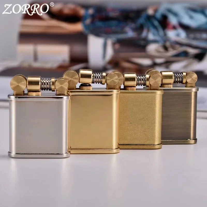 ZORRO керосиновая Зажигалка из чистой меди креативный вращающийся шлифовальный
