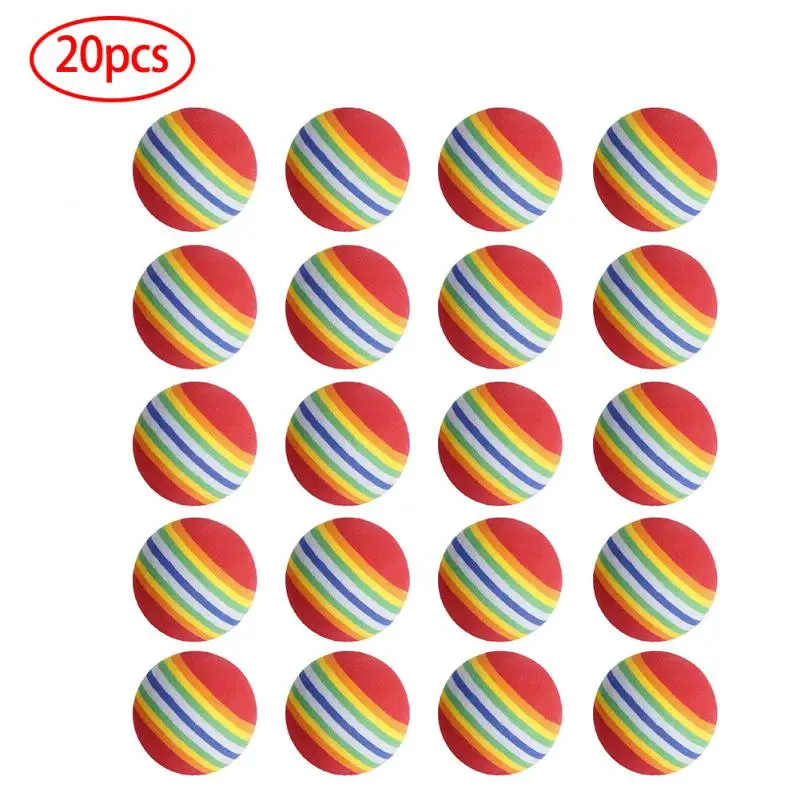 

20Pcs 42mm EVA Foam Soft Rainbow Stripe Golf Training Balls Swing Golf Club Beginner Practice Training Aids Ball Outdoor Sport