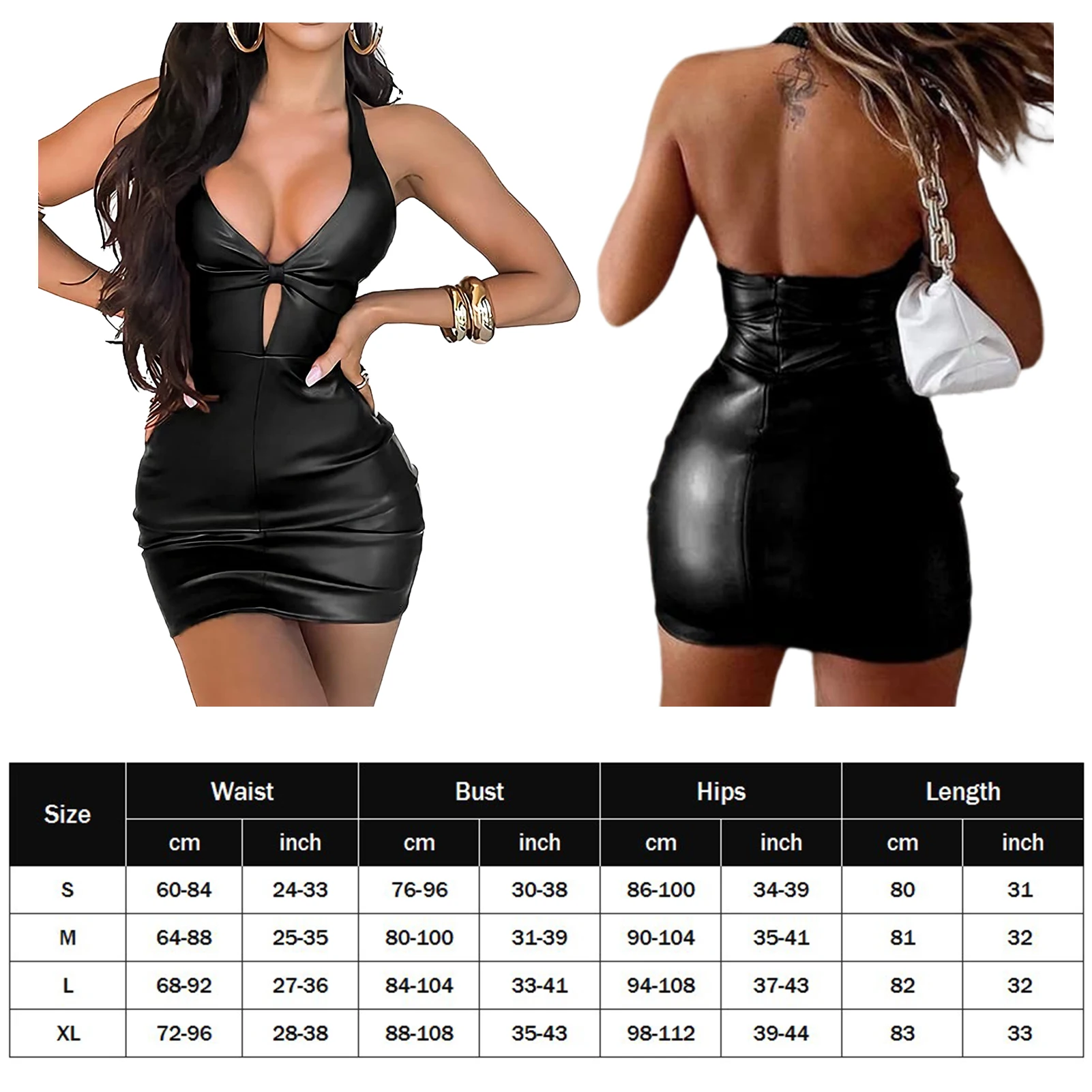 Soft Comfortable Low Cut Leather Dress Slim Fit Y2K Sexy Hot Skirt Elastic and Glossy Halter Sexy Skirt for Party for Night Club 5