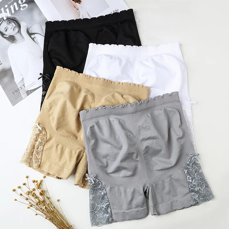 

New Cotton Safety Pants Women's Antibacterial Shorts High Waist Large Size Lace Boxer Panties Abdominal Butt Lift Shaper Pants