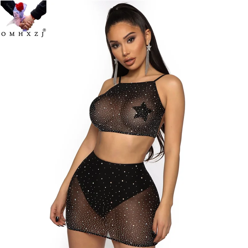 

OMHXZJ EL141 Wholesale T1009 Explosive Style With Zircon Sling Fashion Nightclub Sexy Suit One Size