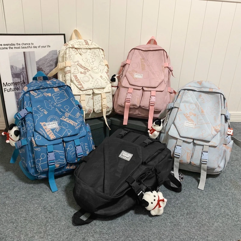 New Graffiti High Capacity Middle School Student School Bag Casual Nylon Water Proof Backpack Lightweight Travel Bag