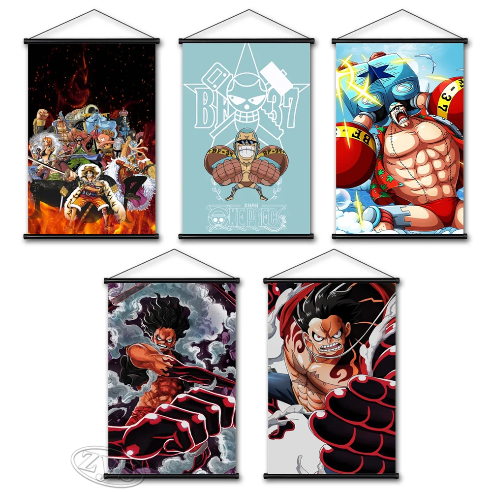 

Цельный плакат холст картины FRANKY Висячие свитки Обезьяна D. Настенные художественные принты Luffy, домашний декор, подарок на день рождения, де...