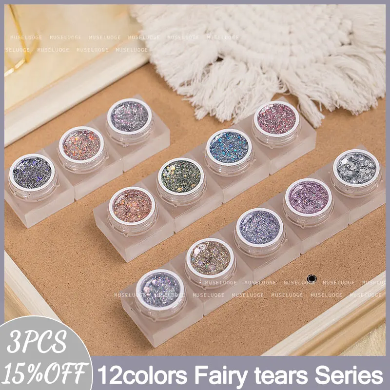 

MUSELUOGE, 12 цветов, сказочные слезы, ограниченная серия, разбитые бриллианты, 5 мл, консервирующий гель для ногтей с блестками