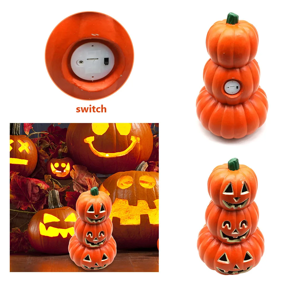 

Halloween LED Ghost Lantern Festival Glowing Luminous Pumpkin Lamp Terror Atmosphere Realistic Shape Park Indoor Garden Decor