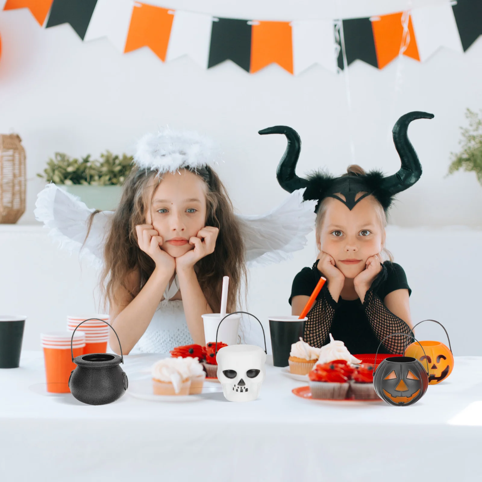 

Candybucket Buckets Pumpkin Treat Trick Or Holder Mini Cauldron Party Kidsghost Withjack Lanterncontainer Jar Pot Supplies Bowl