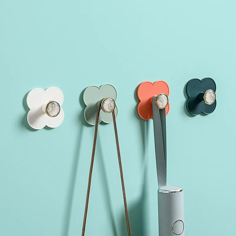 

4pcs Strong Adhesive Clover Sticker Hook Wall Wall-mounted Bathroom Kitchen Hook Door Key Organizer Holder Home Decor Hook