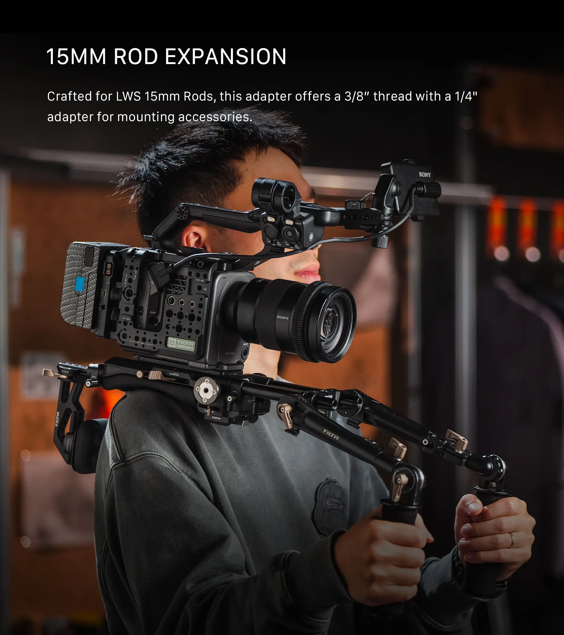 Фото Адаптер TILTA 15mm LWS Dual Rosette – черный, совместим с удлинителями розеток и рукоятками TA-DRA-15-B №5