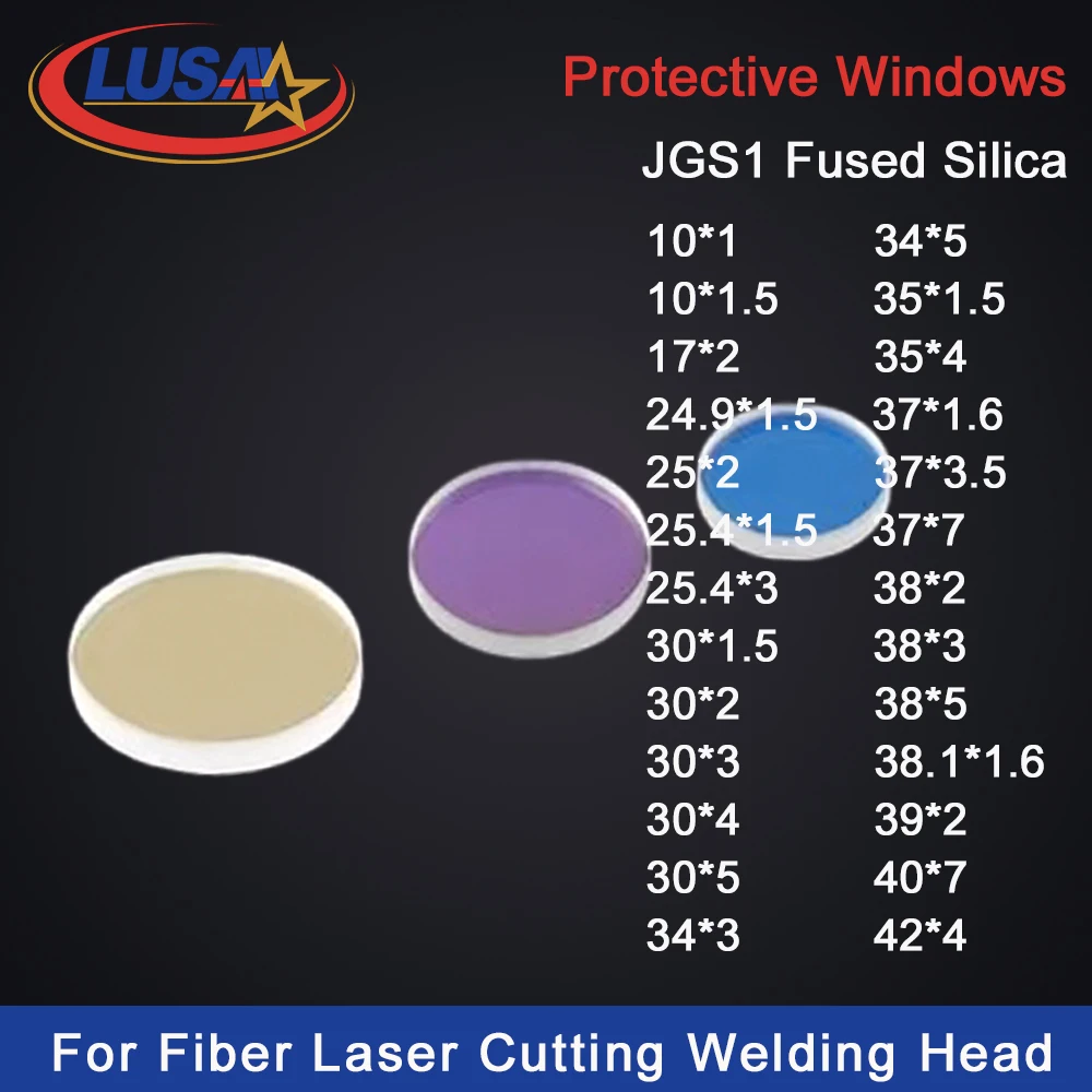 

LUSAI волоконно-лазерная защитная линза Windows 10X1 10X1,5 17X2 30X5 37X7 38,1X1,6 1064 нм лазерная головка для резки стекла сварочное стекло