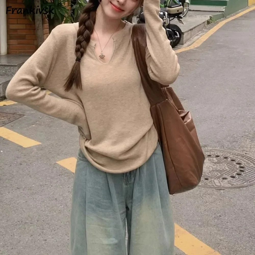 Пуловеры для женщин нежные с v-образным вырезом приятные кожи мягкие тонкие