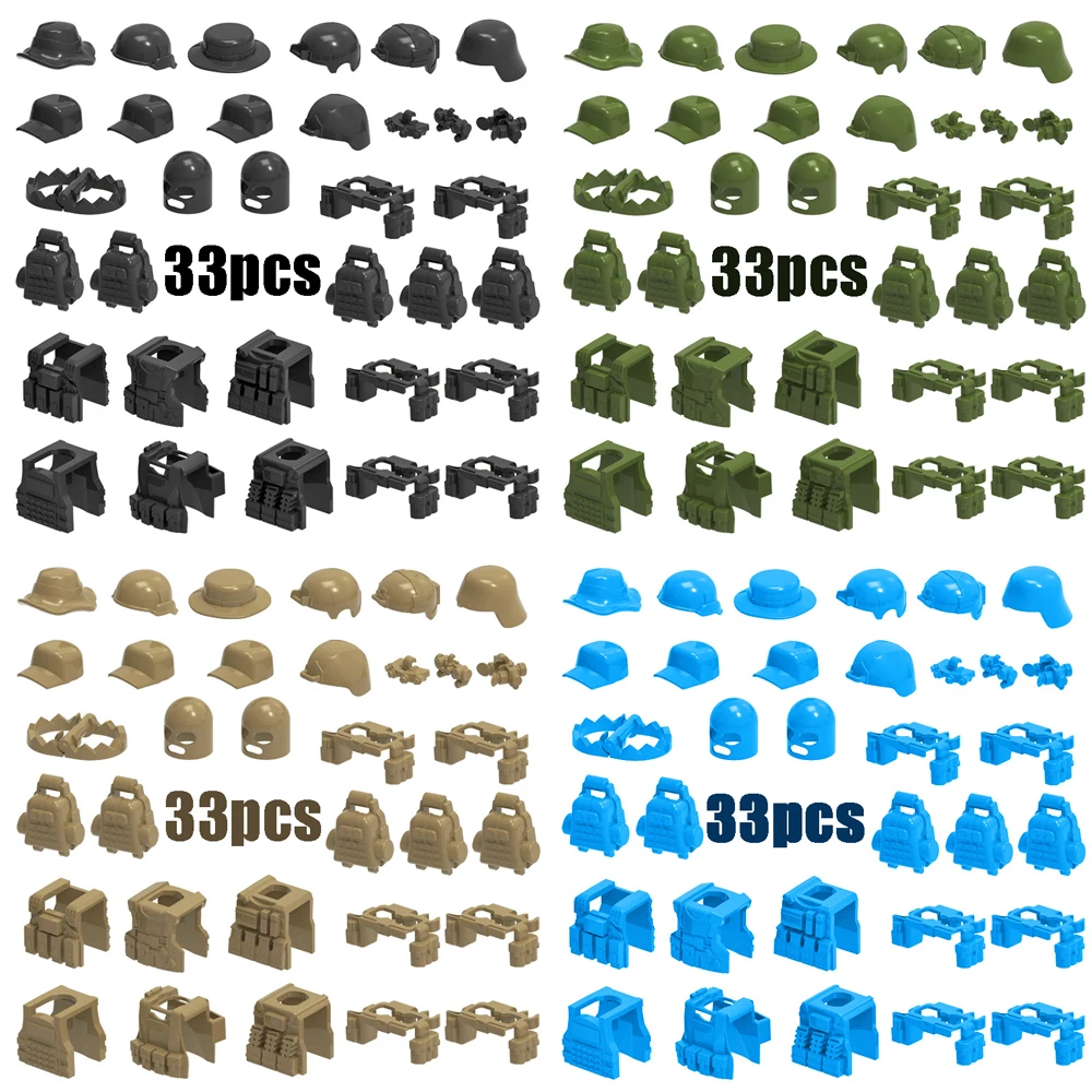 

Military Figure Heavy Armor Vest Accessories Building Blocks SWAT Team Special Force Modern City Police Soldier MOC Bricks 33pcs