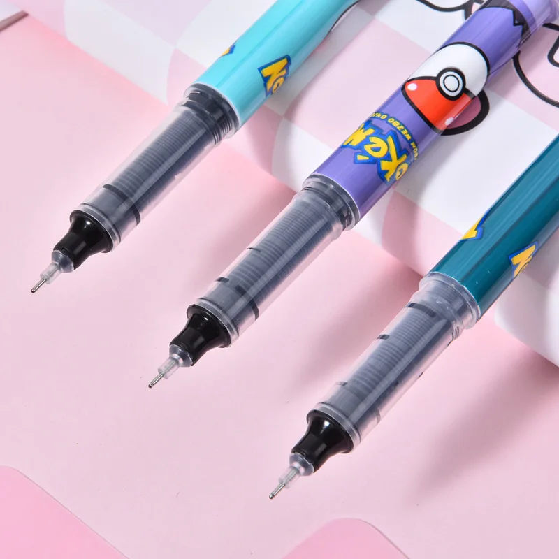 Фото 24/48PCS KAWAII POKEMON прямой жидкий гель ручка мило 0,5 мм черные чернила подписи ручки рекламные школьные принадлежности офиса №4