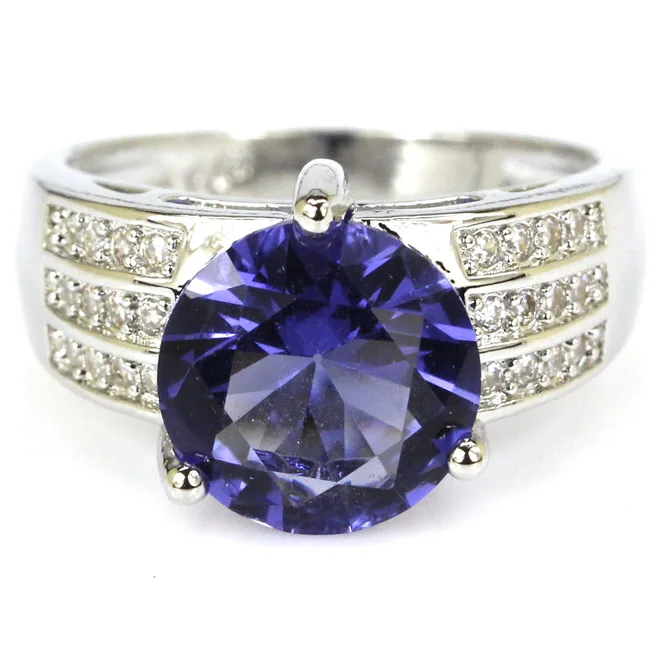 

925 SOLID STERLING SILVER Ring Eye Catching Iolite Green Tsavorite Pink Morganite Rhodolite Garnet CZ Women Engagement