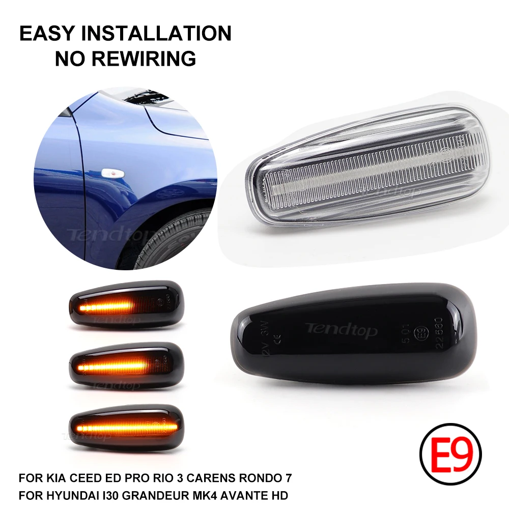 2 шт. динамический указатель поворота боковой габаритный фонарь для Hyundai i30 Azera