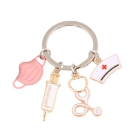 new doctor keychain medical tool key ring injection syringe stethoscope nurse cap key chain medico gift diy jewelry handmade