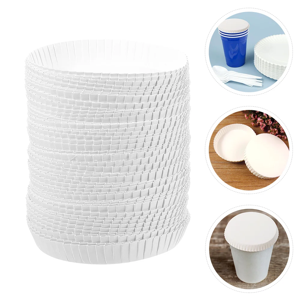 

100 Pcs Paper Cup Lid Tops Cover Cafe Caps Cups Lids Hotel KTV Disposable Glasses