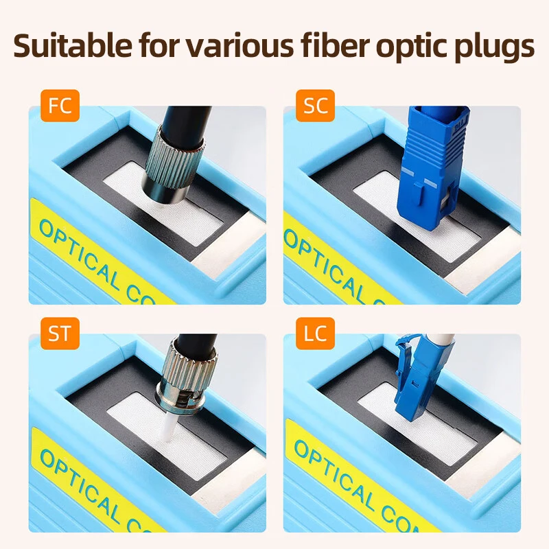 Burboro Optical Fiber End Face Cleaning Box SC/FC/LC/ST Fiber Wiping Tool Pigtail Cleaner FTTH Optic Fiber Cleaner Tools