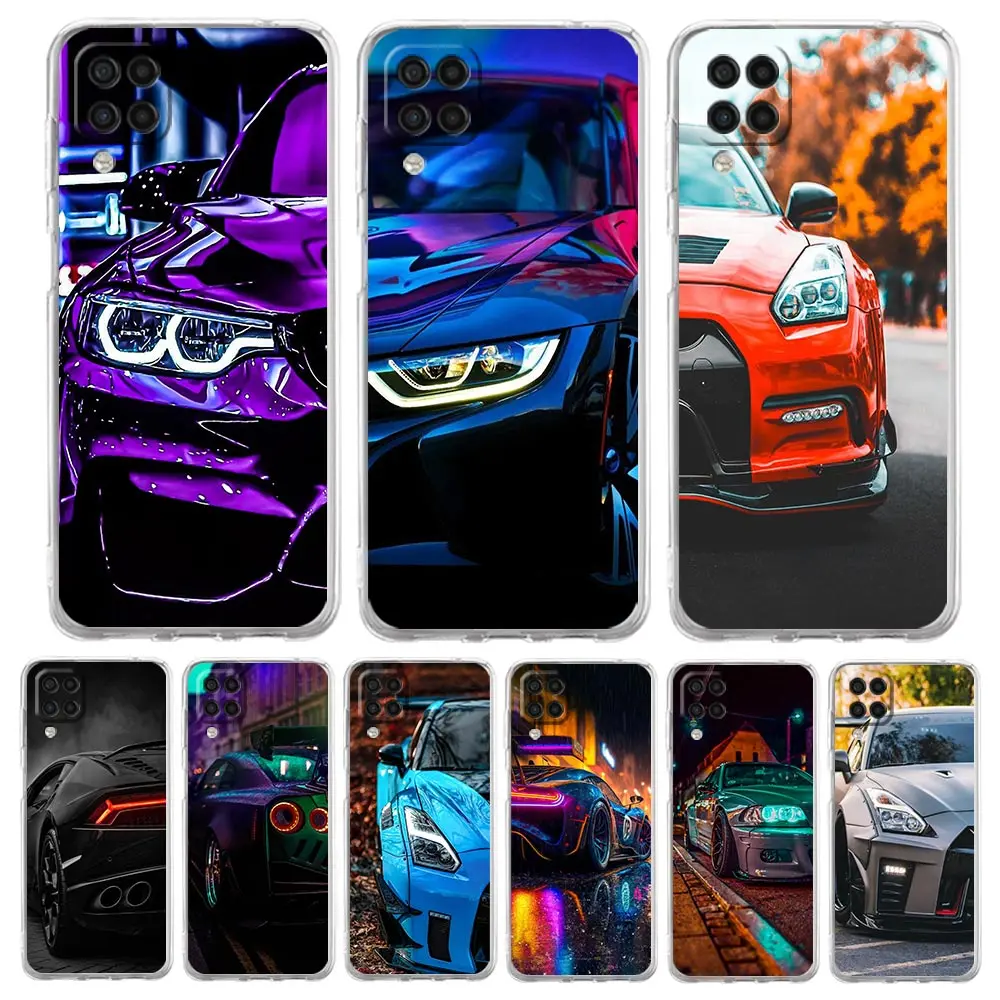 

Blue Red JDM Sport Car Clear Phone Case For Samsung A51 A71 A21S A12 A11 A31 A41 A03S A22 A13 A33 A73 A53 A52 A32 5G A23 Cover
