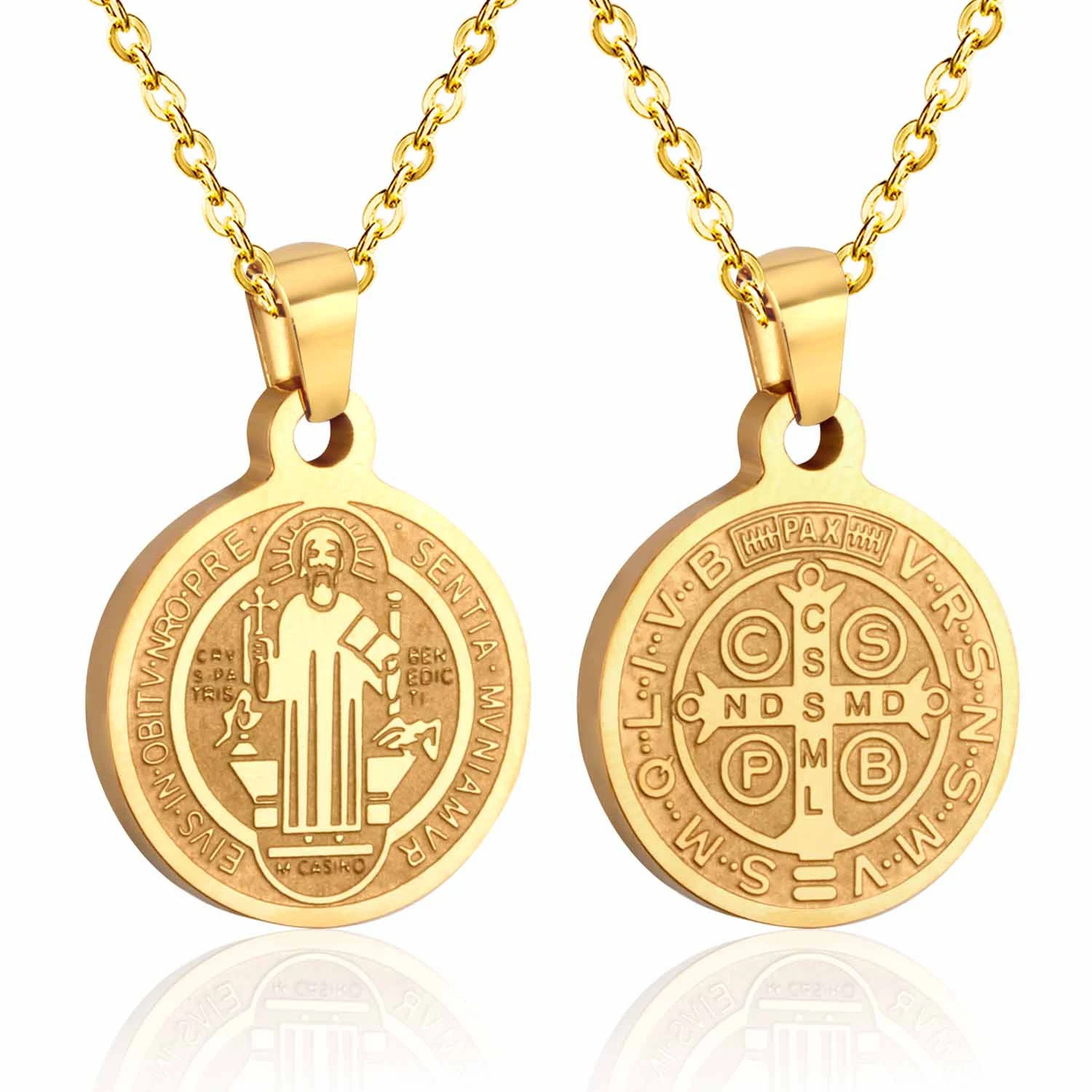 

Stainless Steel San Benito Medal Necklace For Women Metal Saint Benedict Necklaces Choker Collier Femme Religious